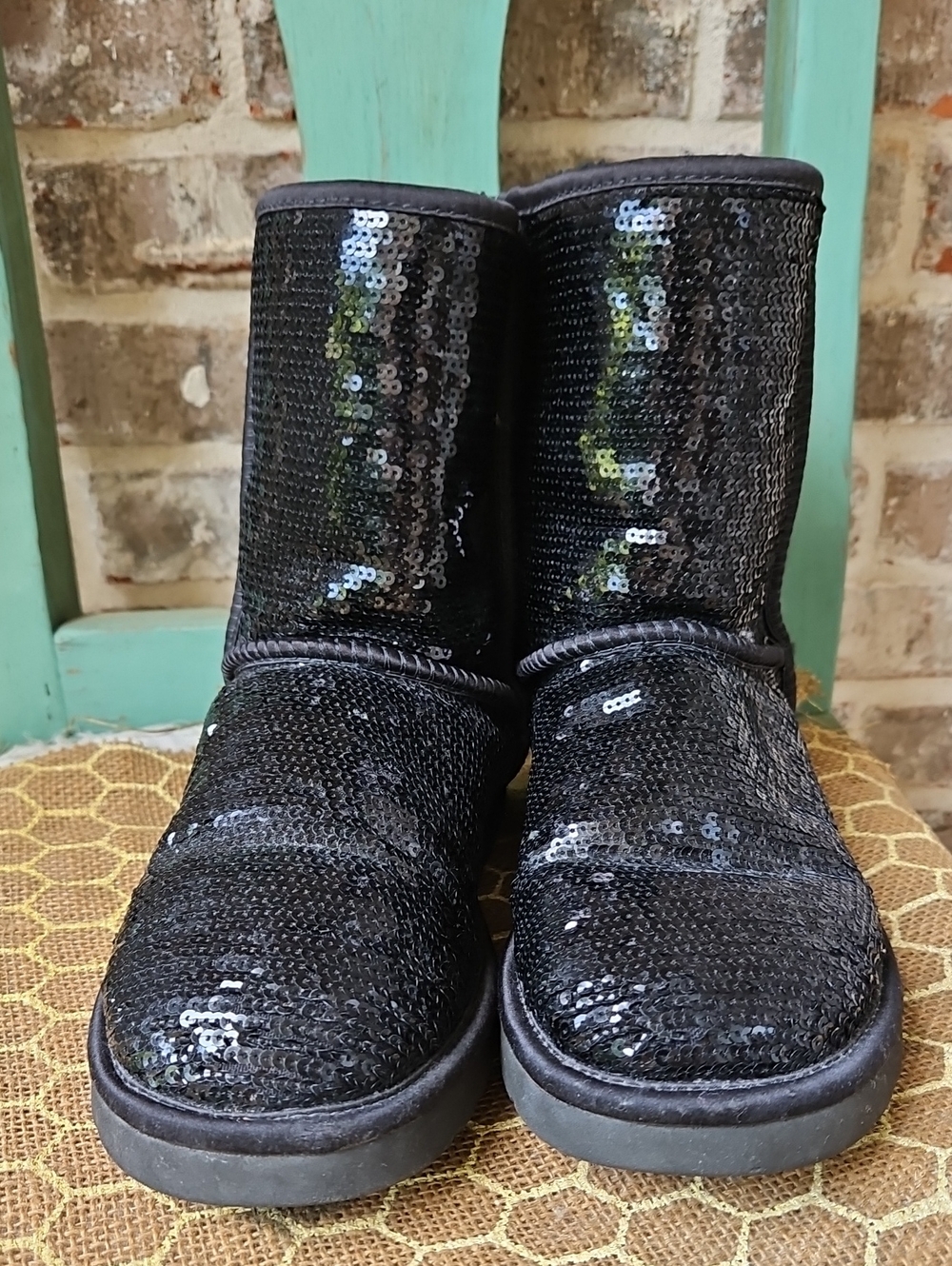 Ugg Black Cosmo Glitter Classic Short Boots - Picture 3 of 6